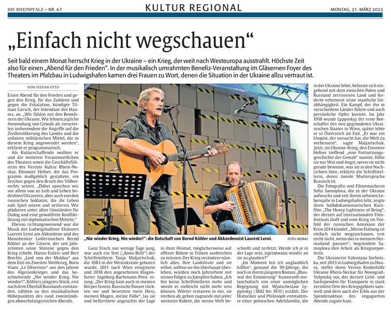 Rheinpfalz 21. 3. 2022